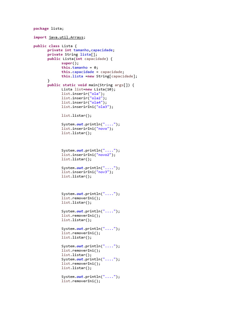 Implementação de Lista em Java | PDF | Programação de computadores ...