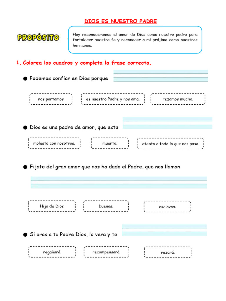 Dios es Nuestro Padre: Actividades para Niños | PDF