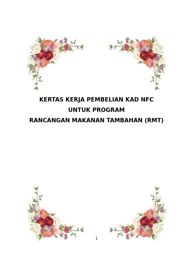 Kertas Kerja Pembelian Kad NFC RMT | PDF
