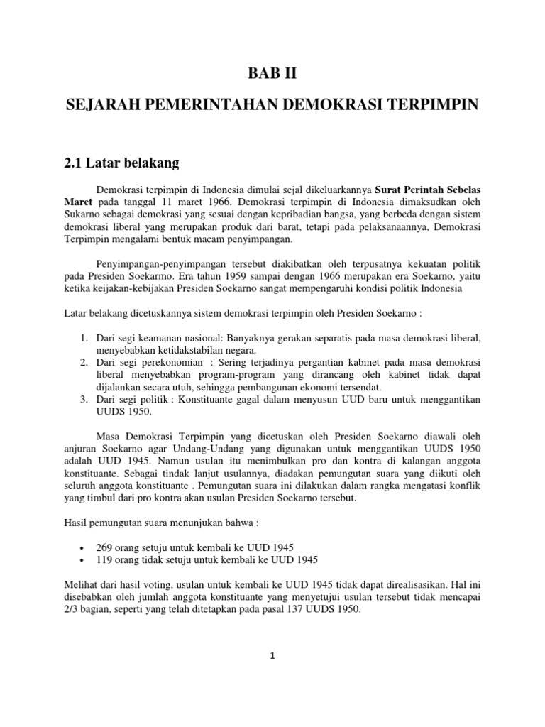 Bentuk Penyimpangan Sistem Ketatanegaraan Pada Masa Demokrasi Terpimpin Seputar Bentuk