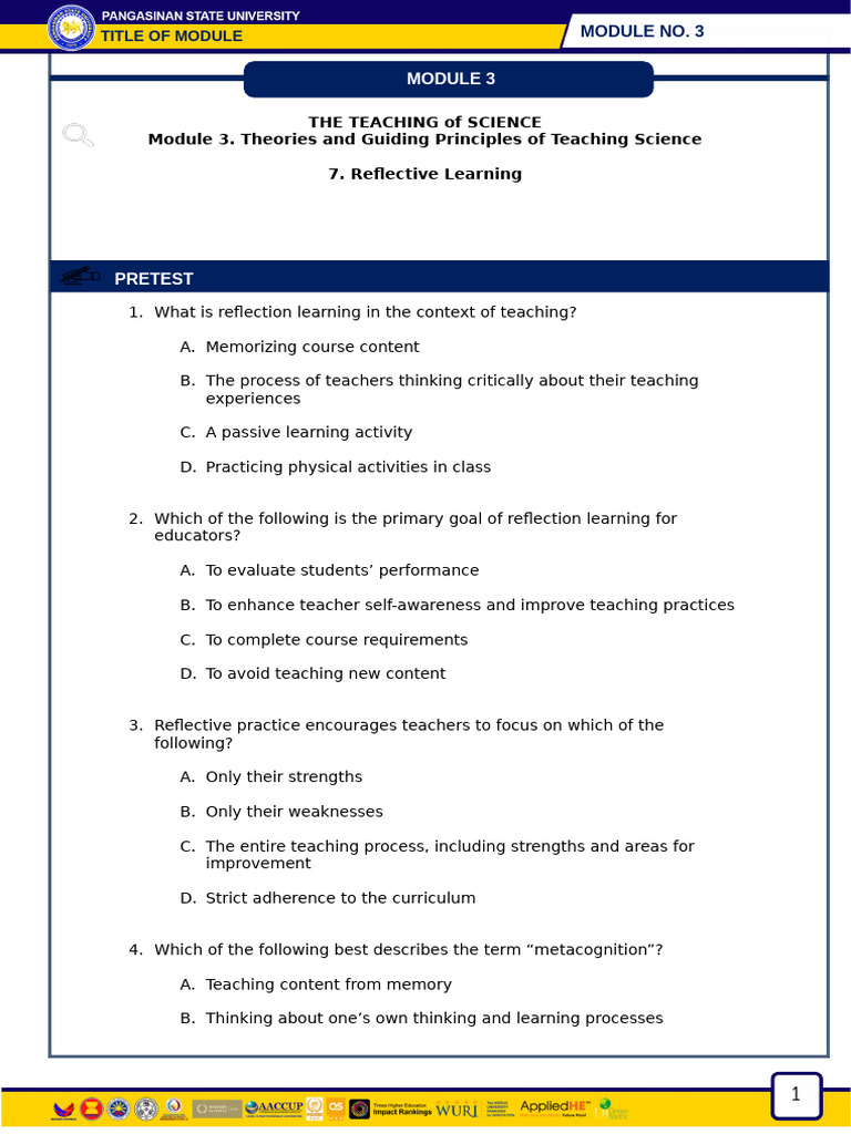 Reflective Learning in Science Teaching | PDF | Teachers | Learning