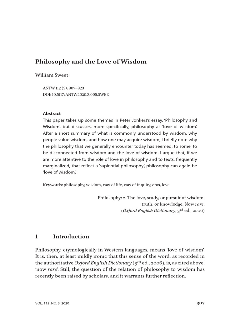 Philosophy as the Love of Wisdom | PDF | Wisdom | Knowledge