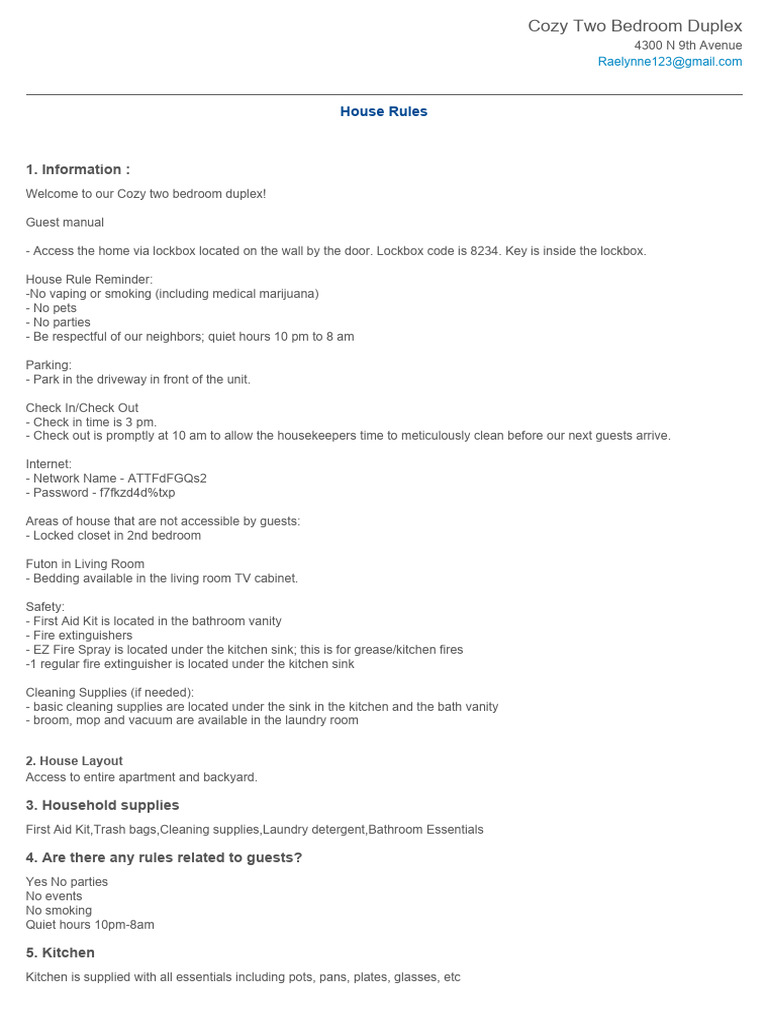 House Rule | PDF | Room | Bedroom