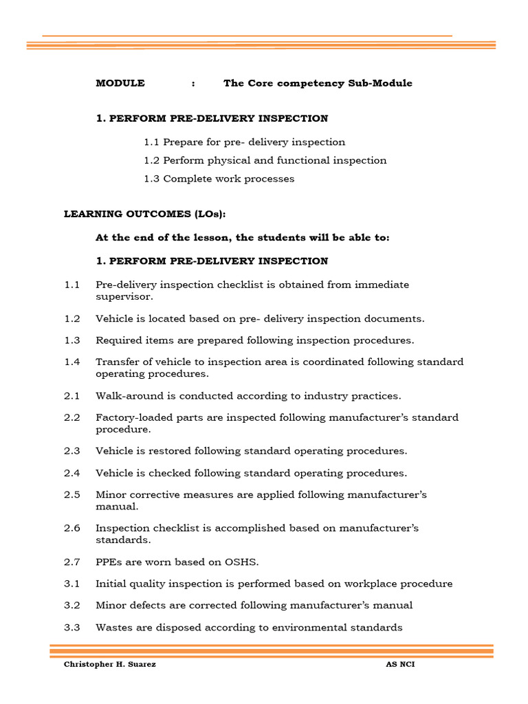 Pre-Delivery Inspection Procedures | PDF | Tire | Vehicles