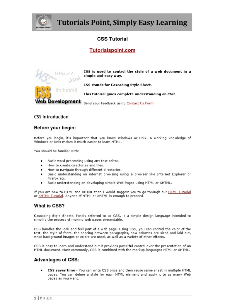 Css Tutorial | PDF | Cascading Style Sheets | Html