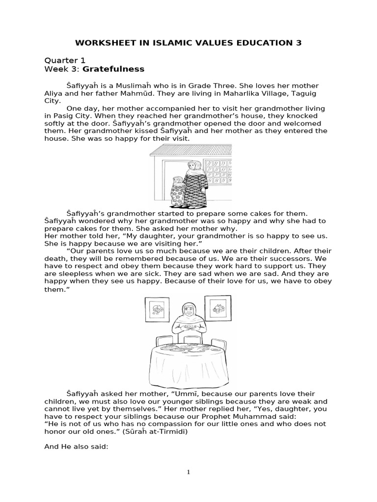 Islamic Values Education Worksheet: Gratefulness | PDF | Surah | God In ...
