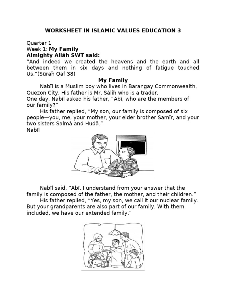 Islamic Family Values Worksheet | PDF | Allah | God In Islam