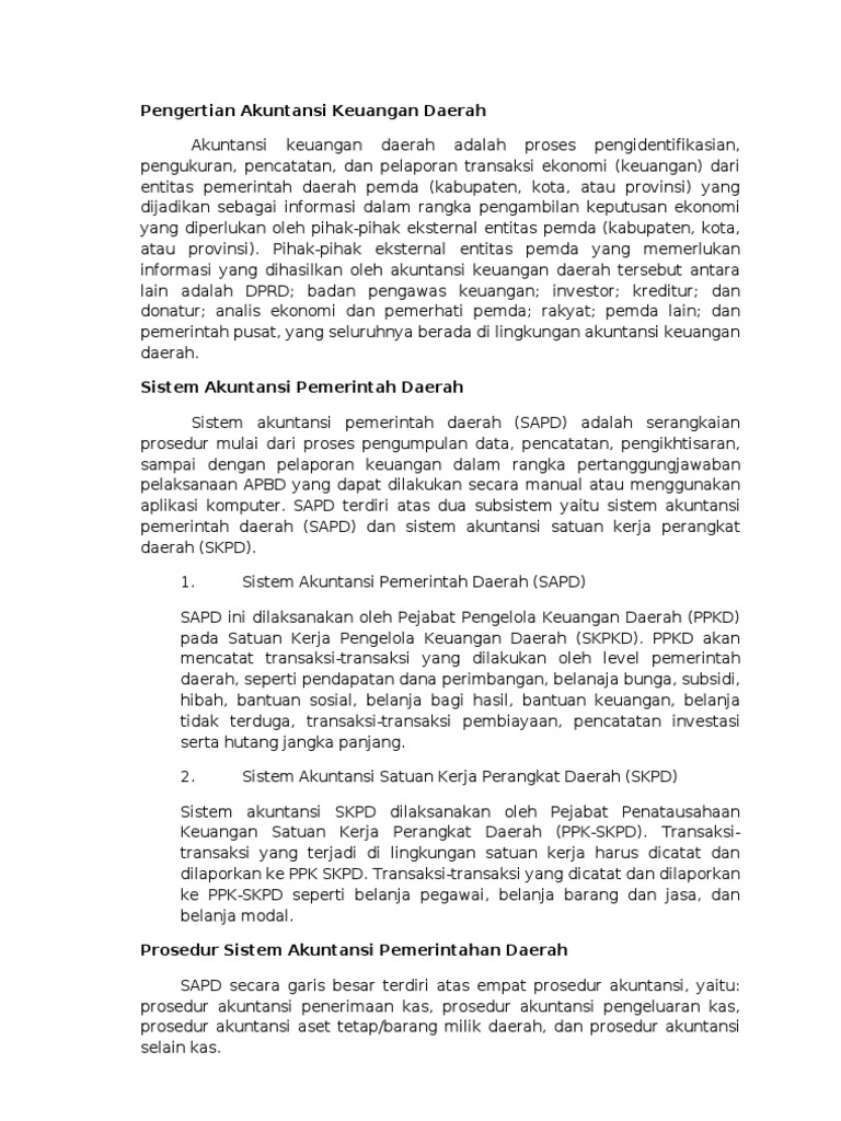 Pengertian Akuntansi Keuangan Daerah
