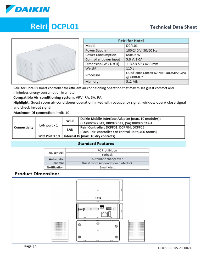 Reiri DCPL01 Controller Overview | PDF | Electronics | Computer Engineering