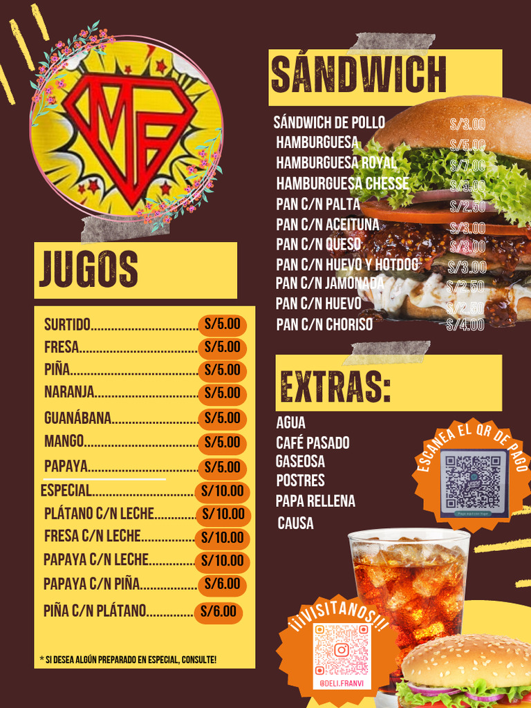 Menú de Supremo Sandwich y Más | PDF | Alimentos preparados | Cocina ...