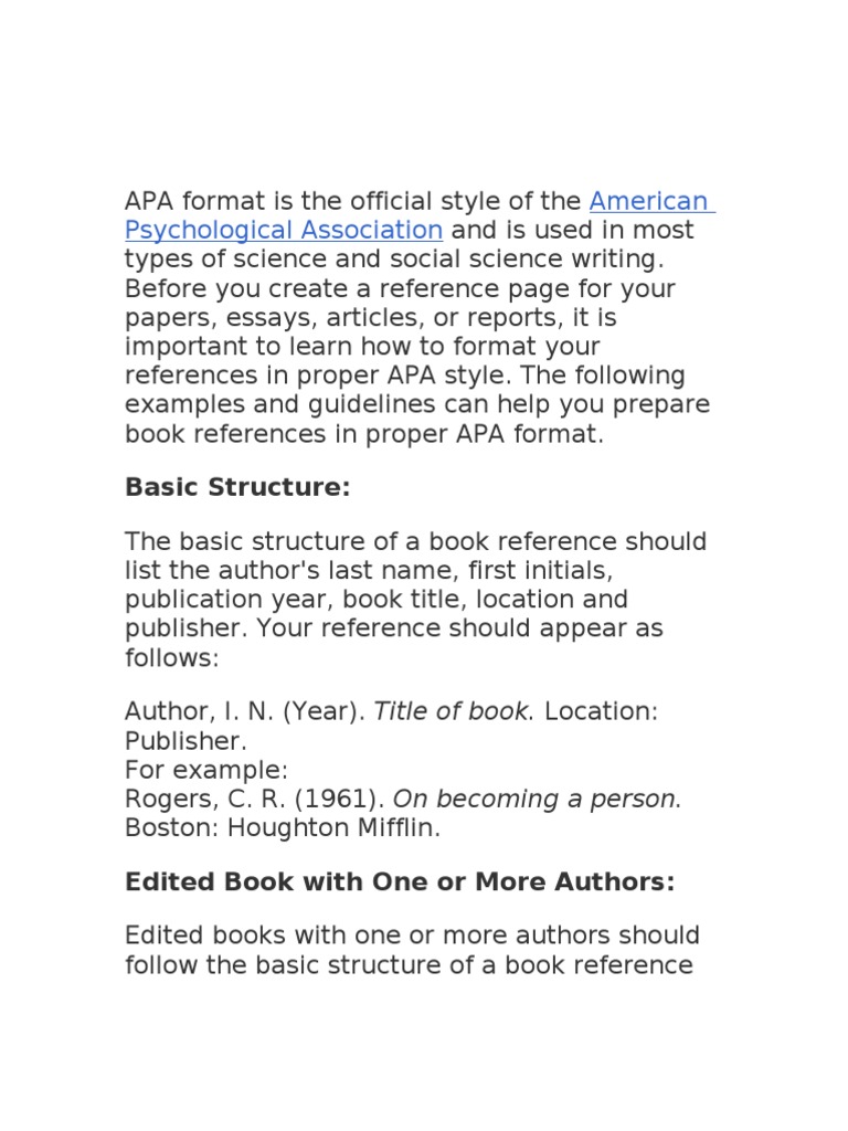 American Psychological Association: Basic Structure | PDF | Apa Style ...