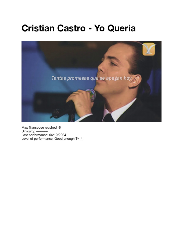 2.10.1. Cristian Castro - Yo Queria | PDF