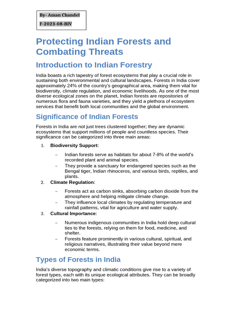 Importance of Protecting Indian Forests | PDF | Habitat Destruction ...