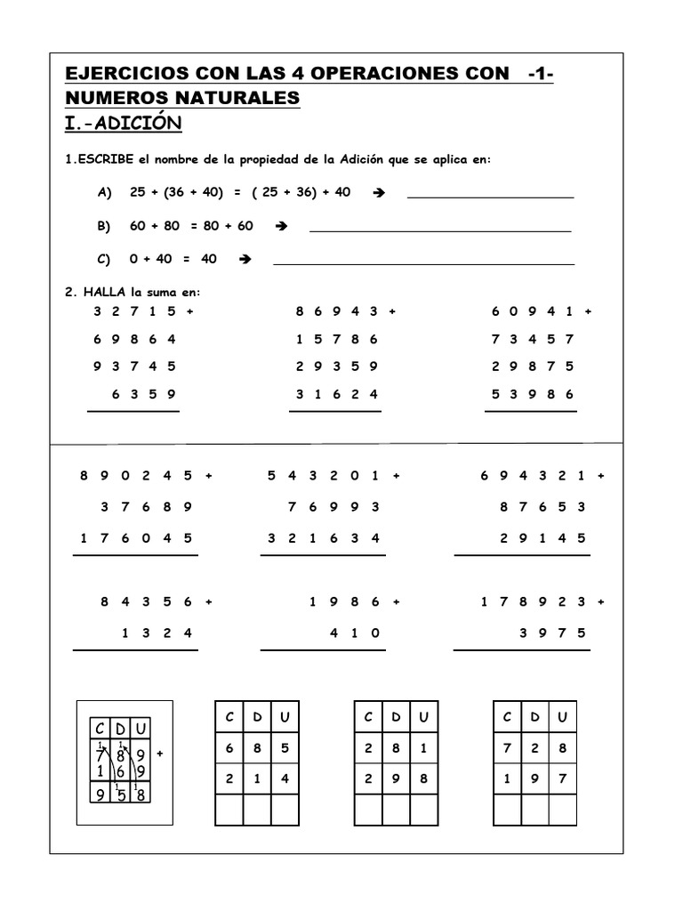 Ejercicios Practica de Mat. Cuatro Operaciones Alumnos | PDF ...