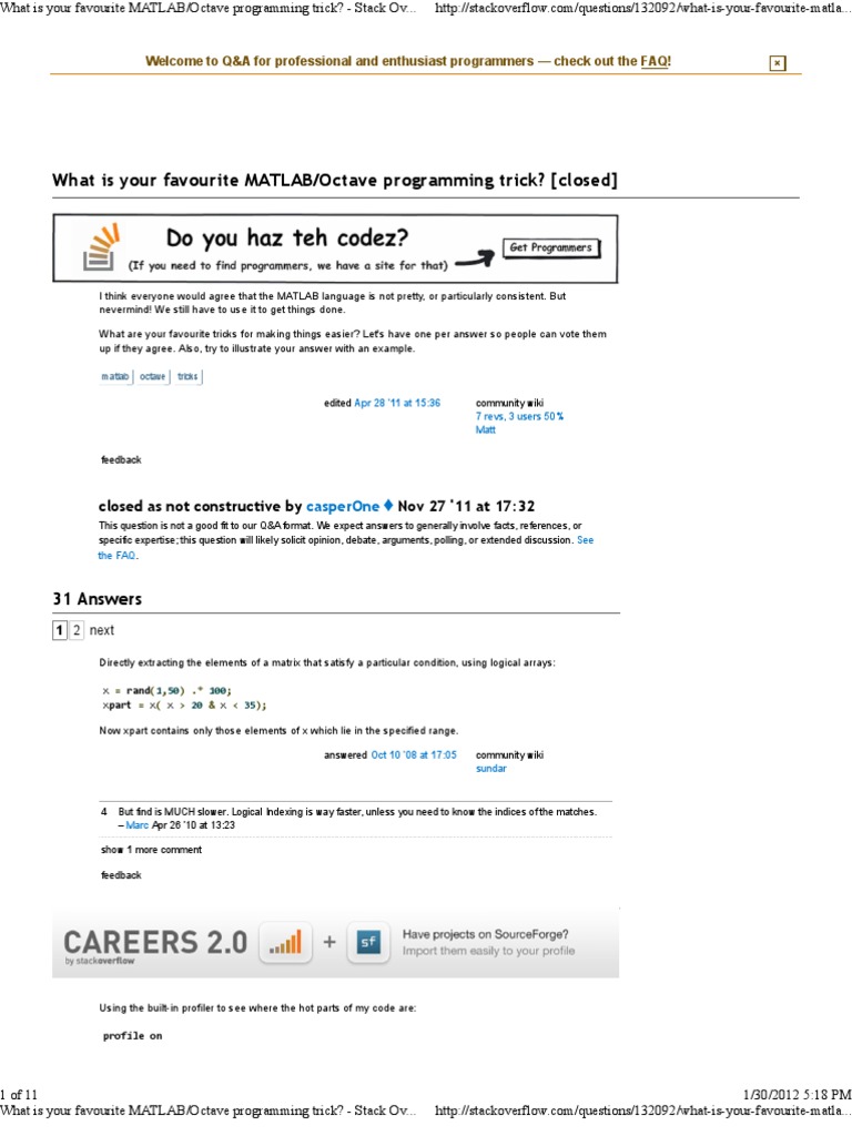 Stack Overflow | PDF | Matlab | Matrix (Mathematics)