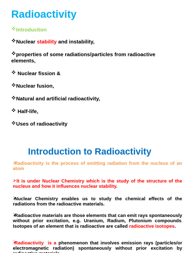 Understanding Radioactivity and Its Properties | PDF | Radioactive ...