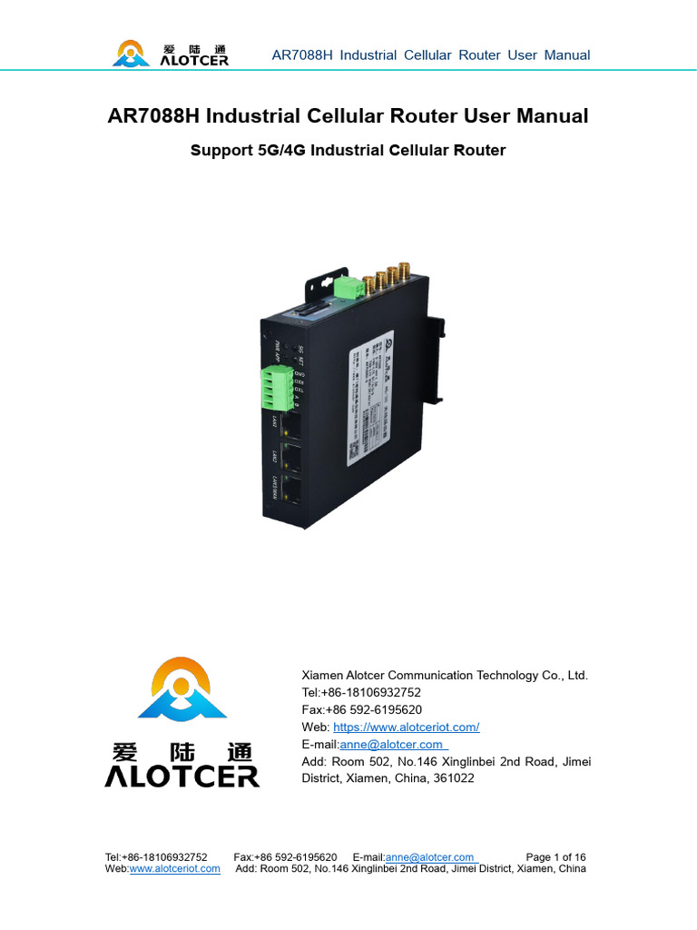 AR7088H Industrial Cellular Router Guide | PDF | Internet | Internet ...