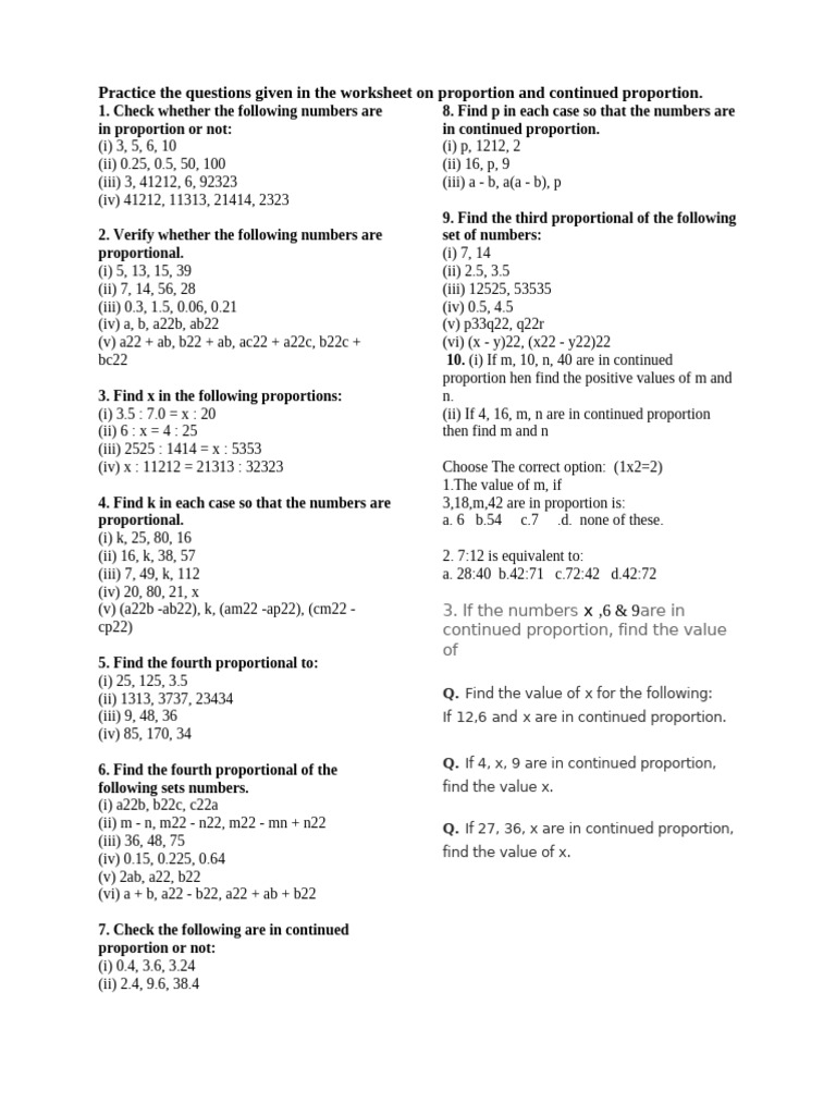 Continued Proportion | PDF
