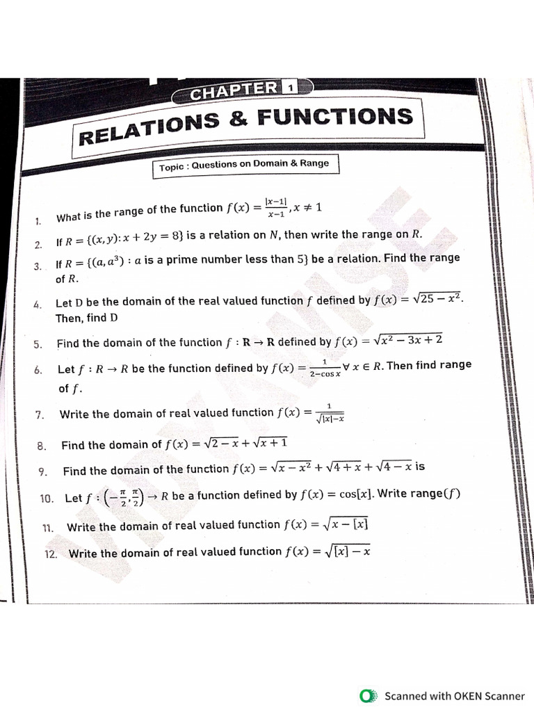 Topic Question Based On Domain and Range | PDF