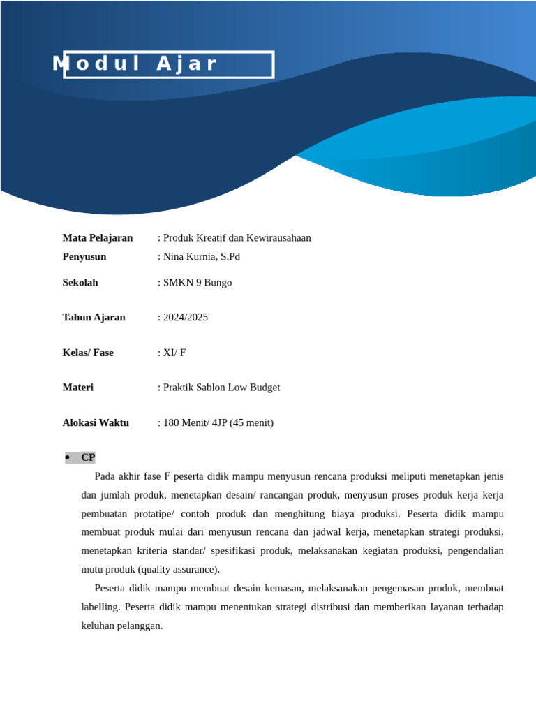 Praktik Sablon Kreatif Low Budget | PDF