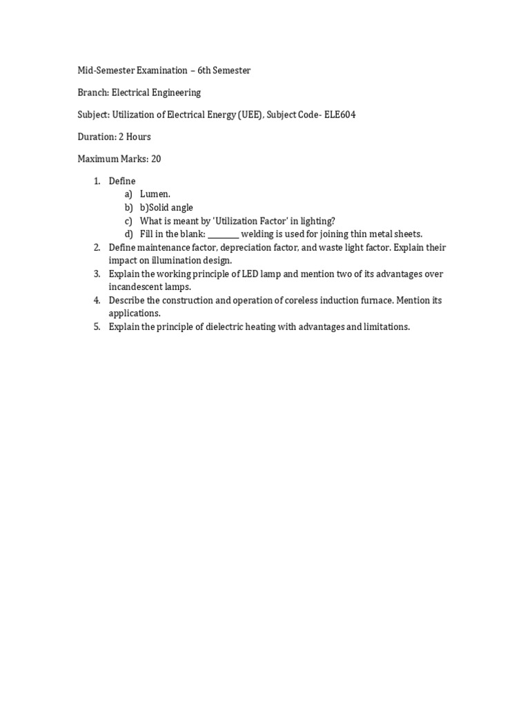 Uee Mid Sem Question Papers Pdf