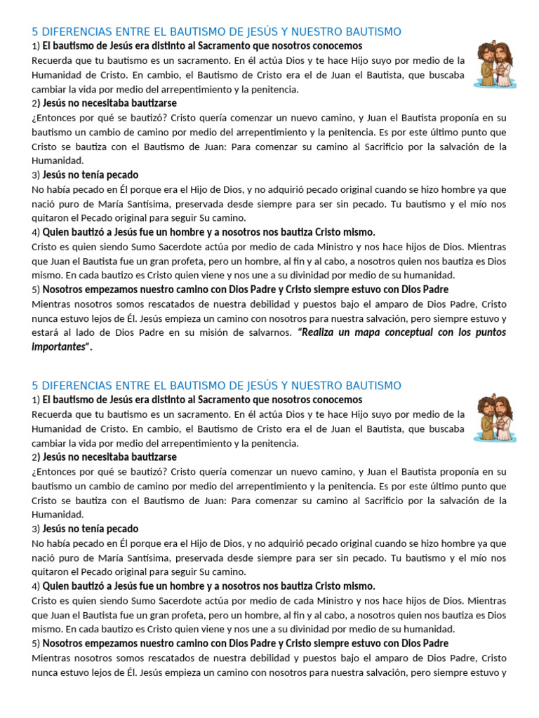 Diferencias entre el Bautismo de Jesús y el nuestro | PDF | Cristo ...
