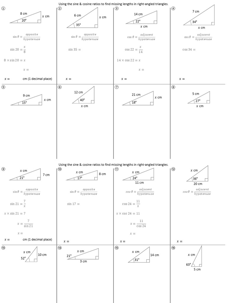 Trigonometry Lengths Worksheet C A4 | PDF | Special Functions ...