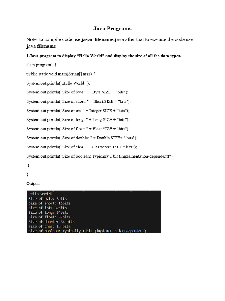 Java Program-1 250523 122444 | PDF | Integer (Computer Science ...