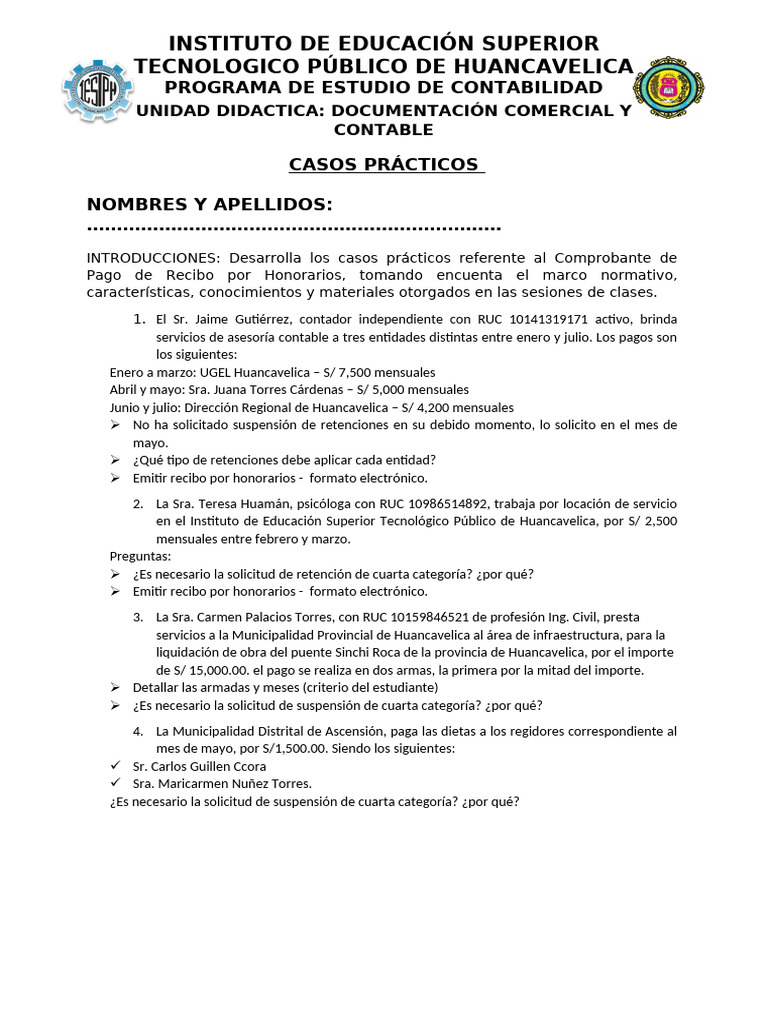 Ejemplos de Honorarios y Retenciones | PDF