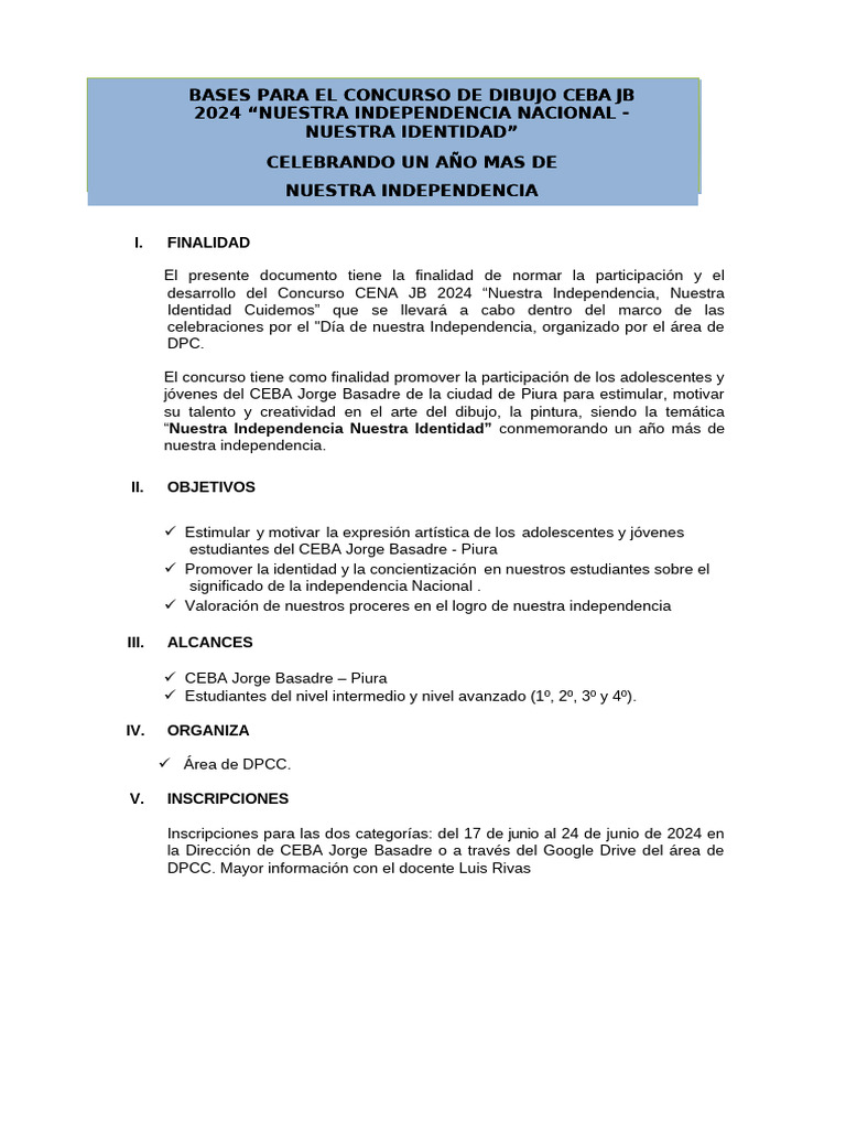 Bases Final Concurso Dibujo y Pintura | PDF