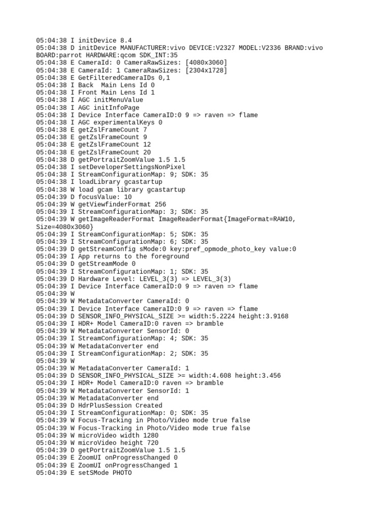 Vivo V2327 Camera Initialization Log | PDF | Software Development Kit ...