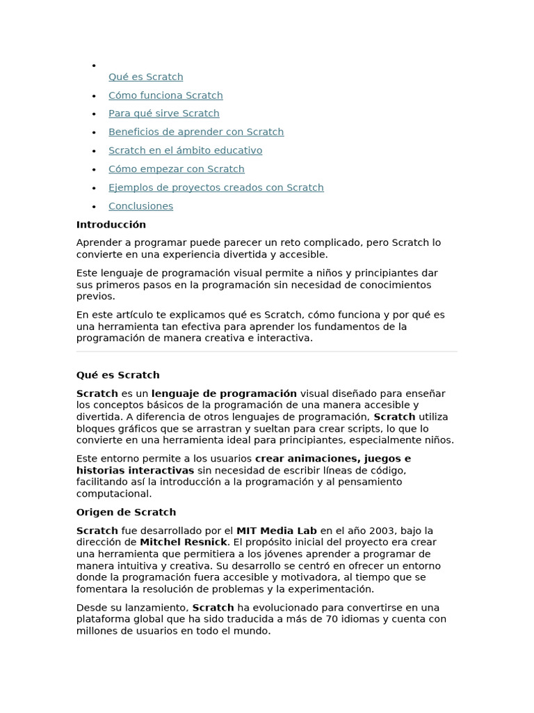 Qué Es Scratch | PDF | Scratch (lenguaje de programación) | Aprendizaje
