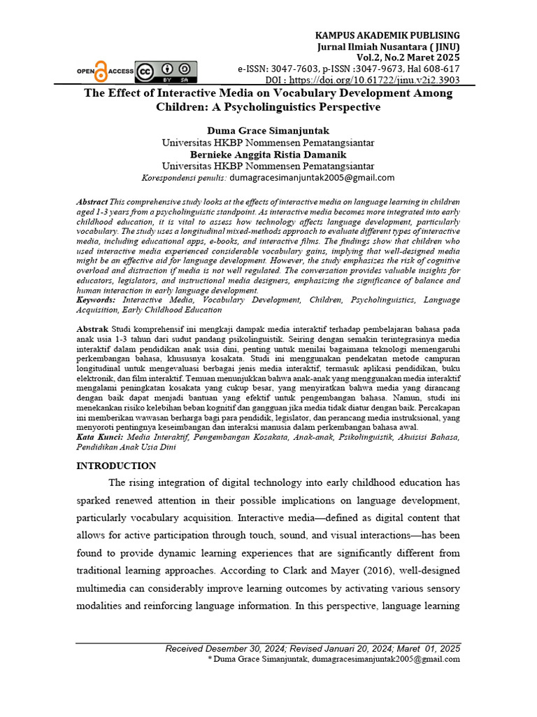 The Effect of Interactive Media On Vocabulary Development Among ...
