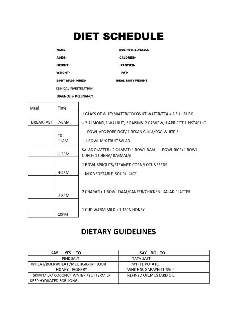 Diet Chart 2 | PDF
