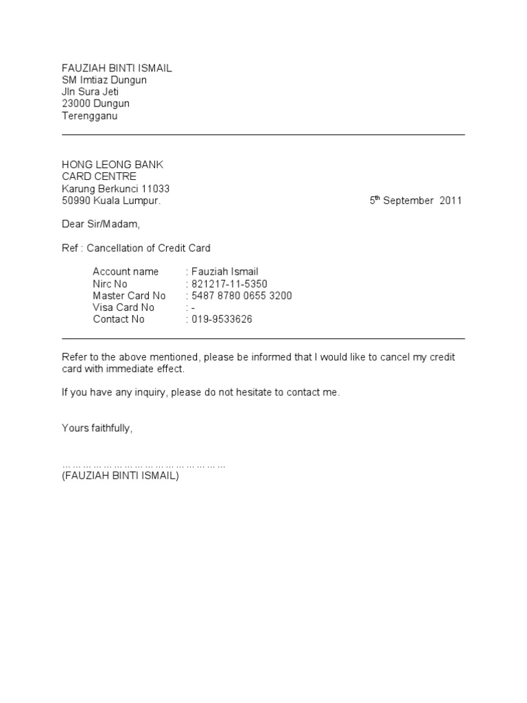 Cancelation Cc Pdf Banking Financial Services