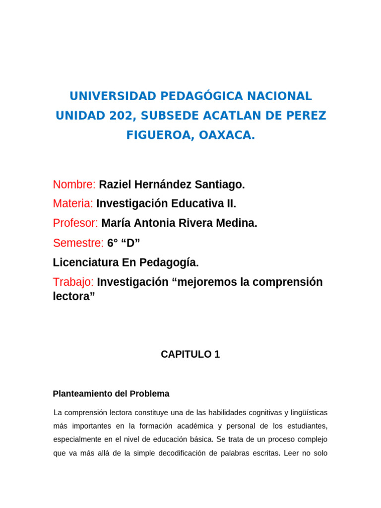 Mejora de la Comprensión Lectora en Primaria | PDF | Comprensión ...