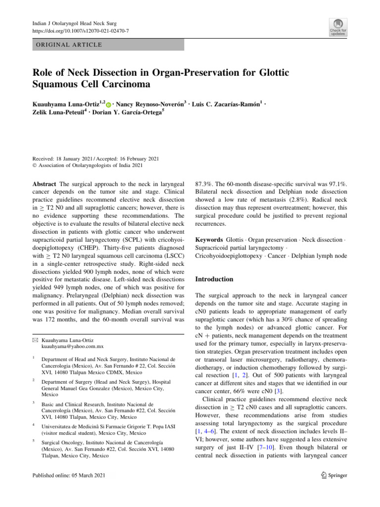 Neck Dissection in Glottic Cancer | PDF | Cancer | Head And Neck Cancer