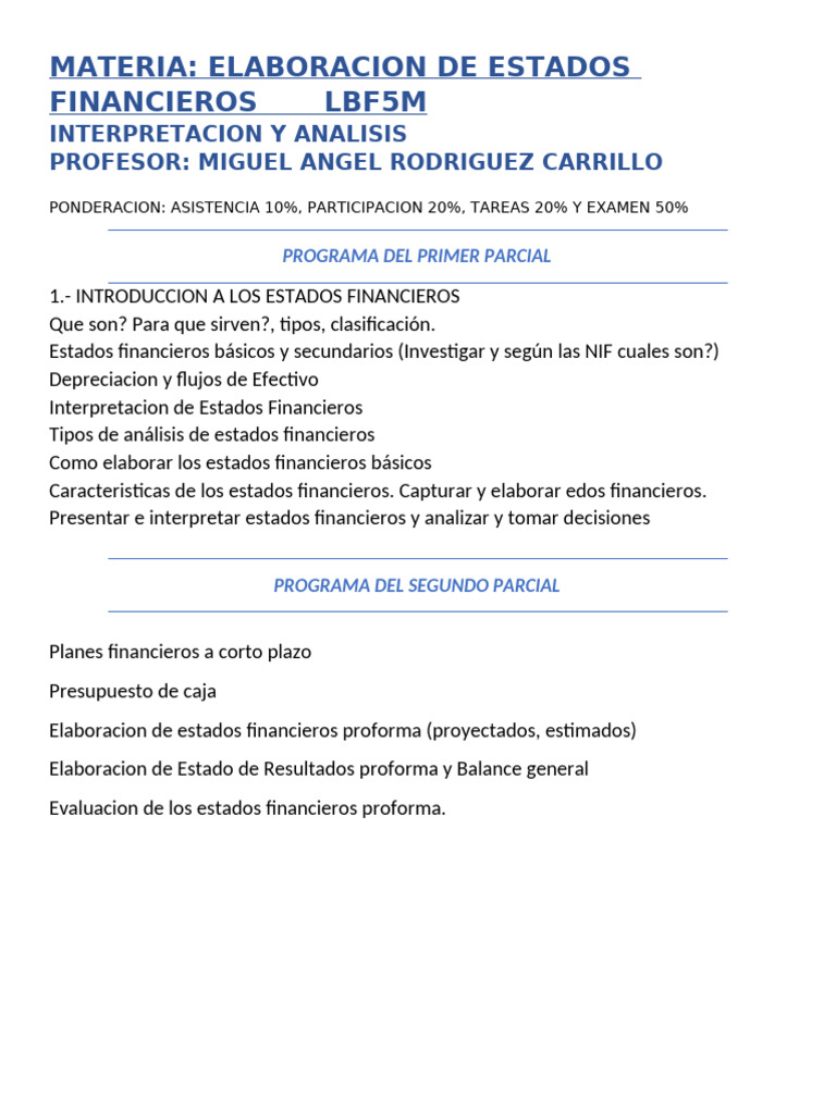 Elaboración y Análisis de Estados Financieros | PDF | Contabilidad ...