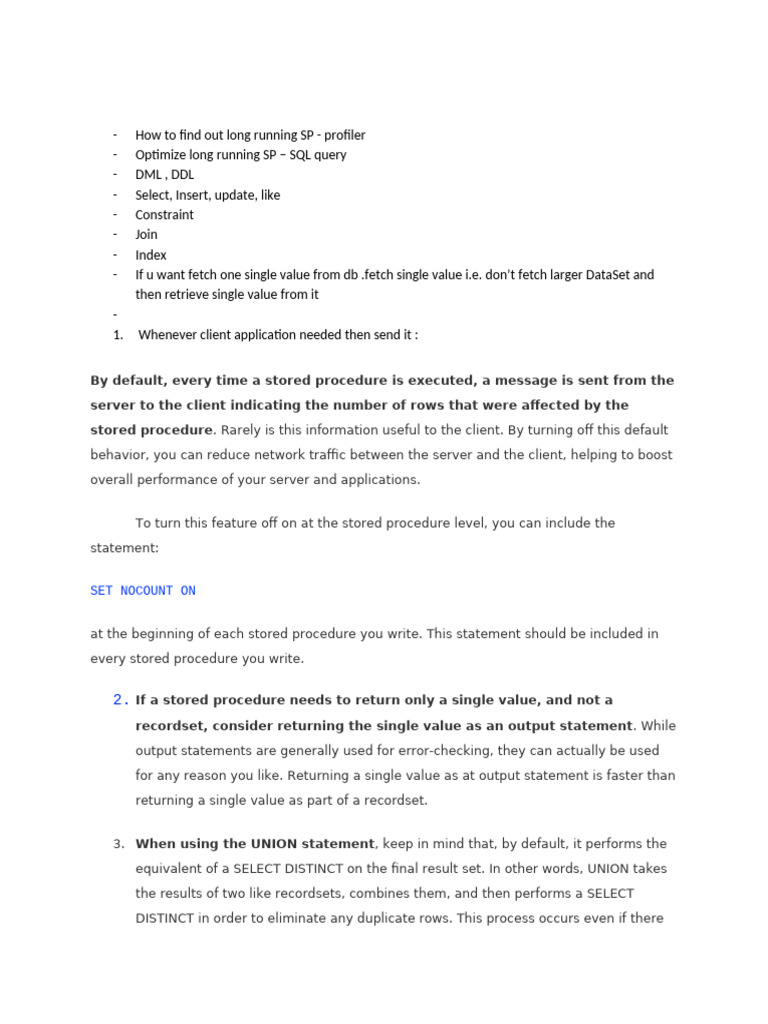 Optimize Long-Running SQL Procedures | PDF | Database Index | Computer ...