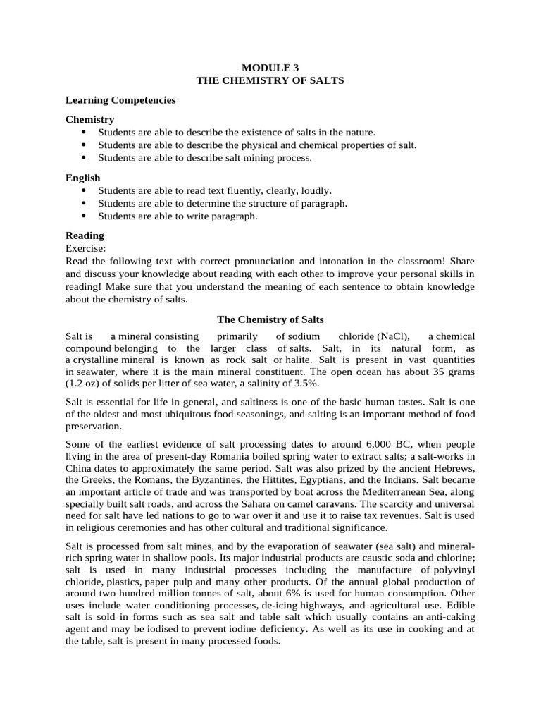 Understanding Salt in Chemistry | PDF | Salt | Sodium Chloride