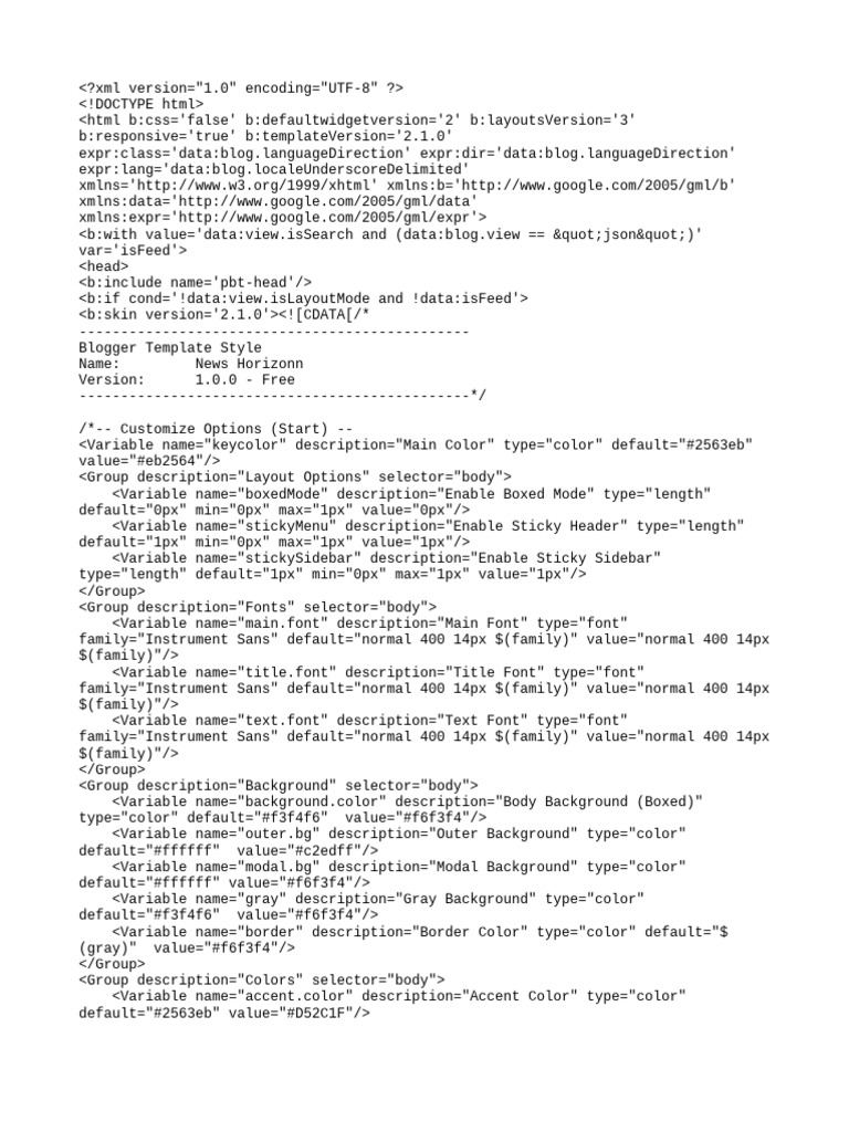 Blogger Template: News Horizonn | PDF | Html Element | Typefaces