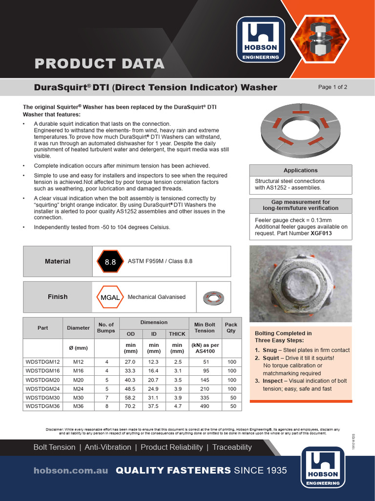 DuraSquirt® DTI Washer Installation Guide | PDF | Nut (Hardware ...