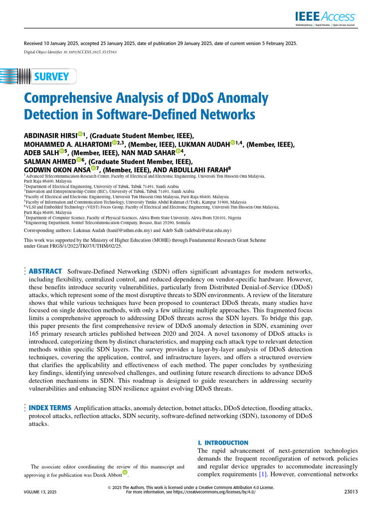 DDoS Detection in Software-Defined Networks | PDF | Denial Of Service ...