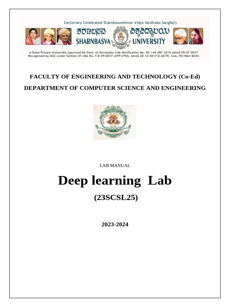 Deep Learning Lab Manual - 23-24 | PDF | Algorithms | Machine Learning