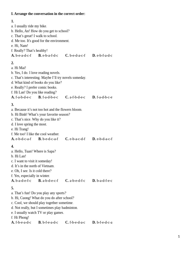 Conversation and Sentence Structure Exercises | PDF
