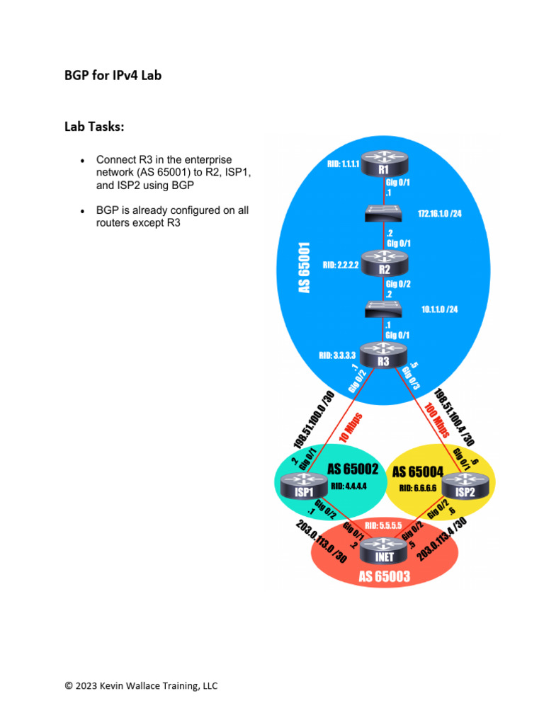 BGP+for+IPv4+Lab+ +Topology+and+Tasks | PDF
