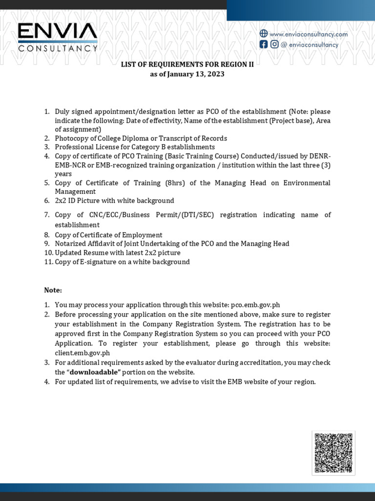 PCO Accreditation Requirements for Region II | PDF