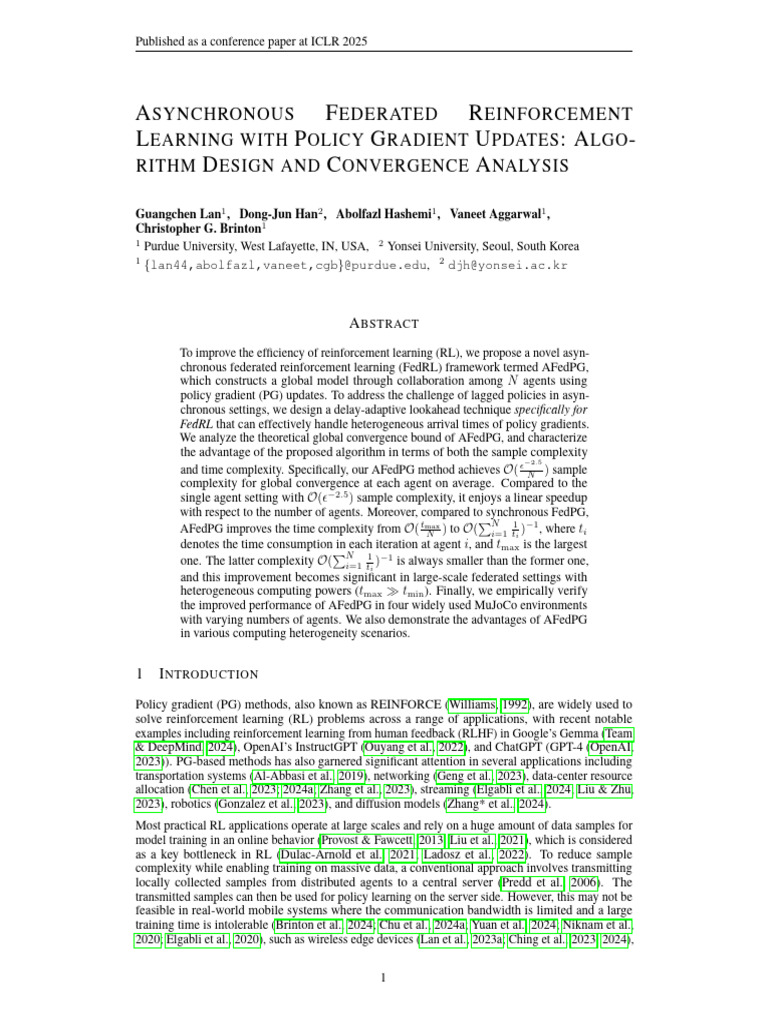 Asynchronous Federated RL with AFedPG | PDF | Applied Mathematics