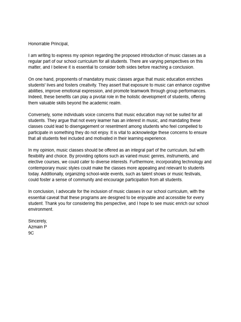 Support for Music Classes in Schools | PDF