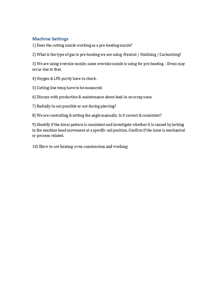 Machine Settings and Optimization Guide | PDF